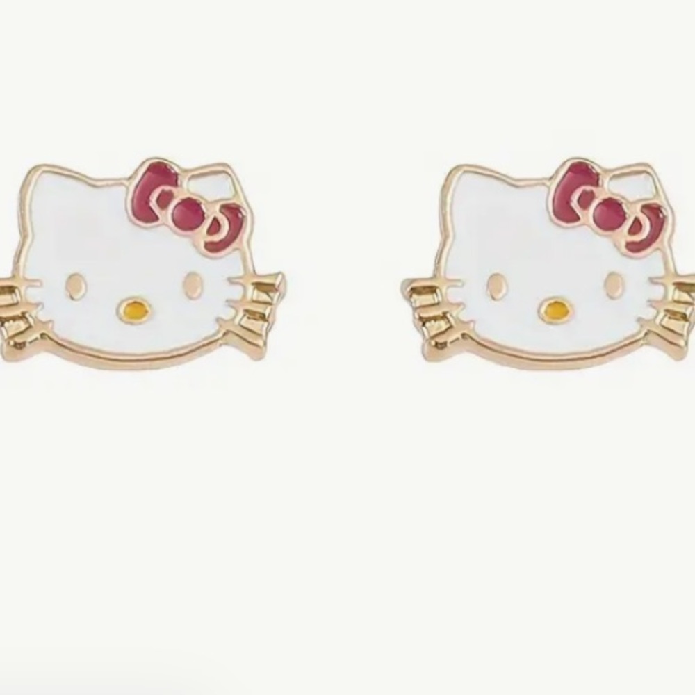 🆕SANRIO: Dainty Hello Kitty Gold Plated Post Earrings 🐱 - Picture 2 of 6